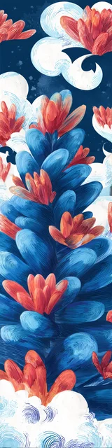 Free printable Christmas bookmarks of a flowing styled Christmas tree